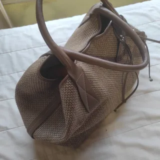 Bolso Adolfo Domínguez Piel y Rafia Marrón