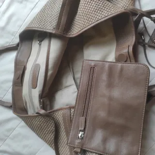 Bolso Adolfo Domínguez Piel y Rafia Marrón