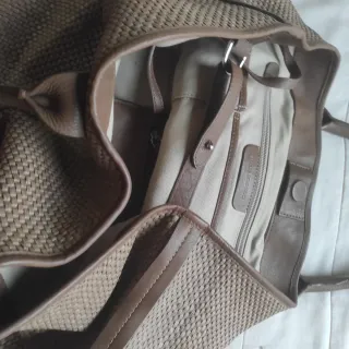 Bolso Adolfo Domínguez Piel y Rafia Marrón