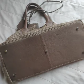 Bolso Adolfo Domínguez Piel y Rafia Marrón