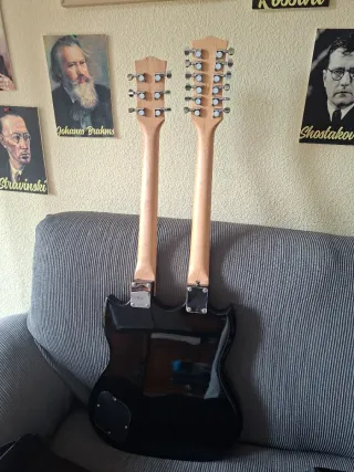 Cherrystone Guitarra Doble Mástil 12-6 Negra