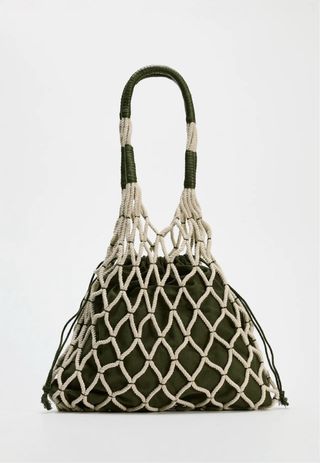 Bolso shopper Zara verde red de cuerda.