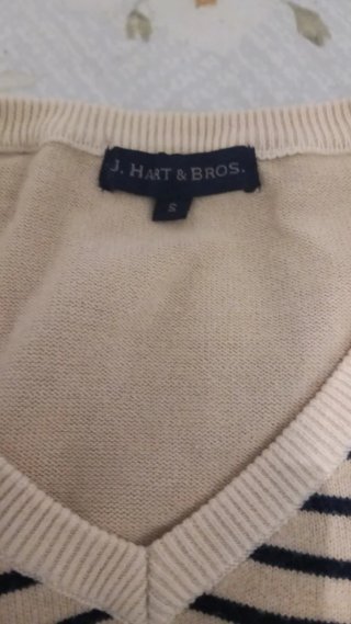 Maglione a righe beige e blu