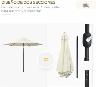 Sombrilla Beige 270cm con Manivela Exterior