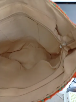 Capazo playa crochet floral beige multicolor