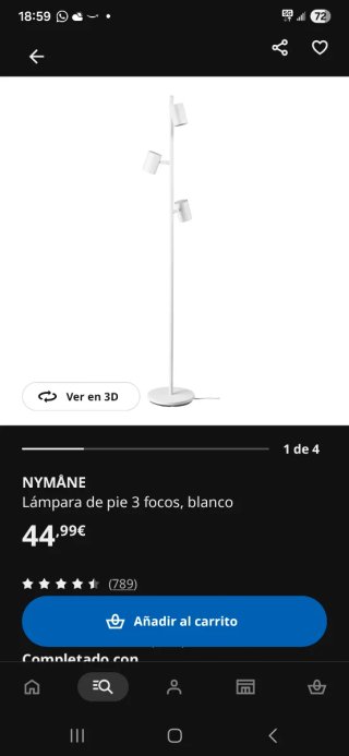 Lámpara de pie 3 focos blanca NYMANE
