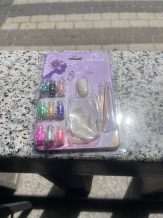 Set Manicura Uñas Glitter y Puntas