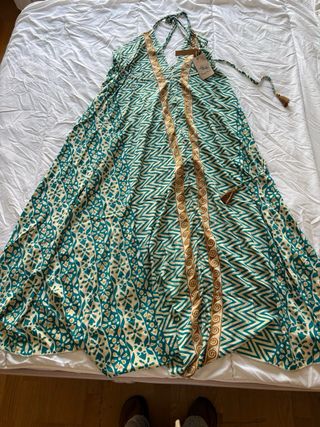 Vestido largo seda estampado