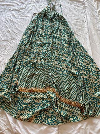 Vestido largo seda estampado