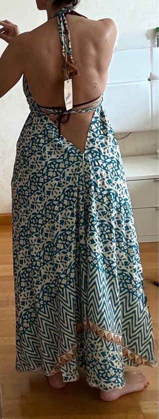 Vestido largo seda estampado
