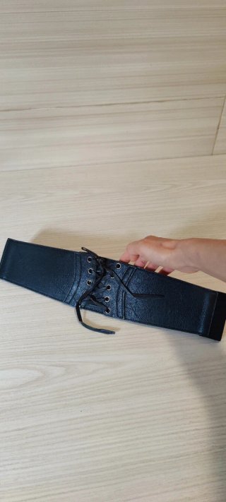 Cinturón Corsé Elástico Negro - Estilo Lace-up