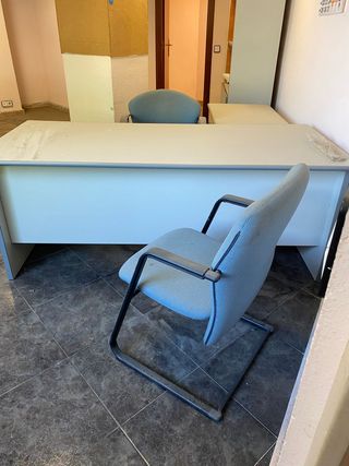 Escritorio Profesional + 2 Sillas Oficina Azules