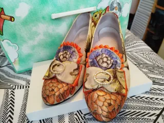 Vestido Fallera Dorado y Naranja