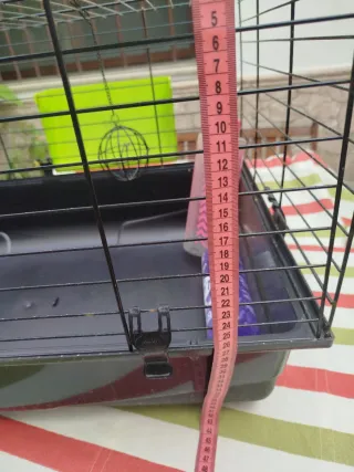 Jaula para animales con accesorios.