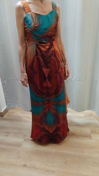 Vestido fiesta Victorio & Lucchino naranja/turques