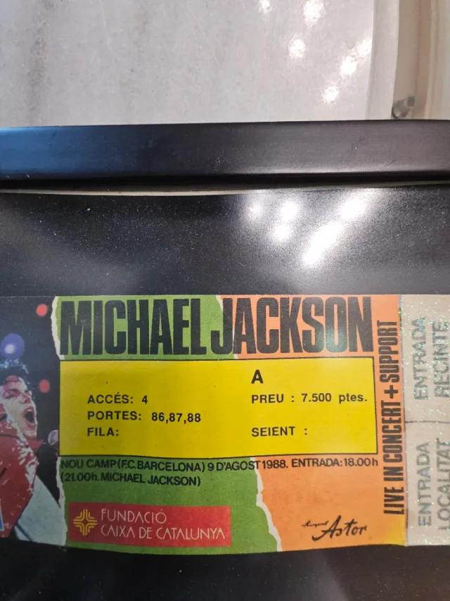 Entrada sin usar Michael Jackson - Nou Camp 1988