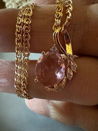 Collana oro rosa con cristallo