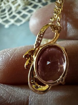 Collana oro rosa con cristallo