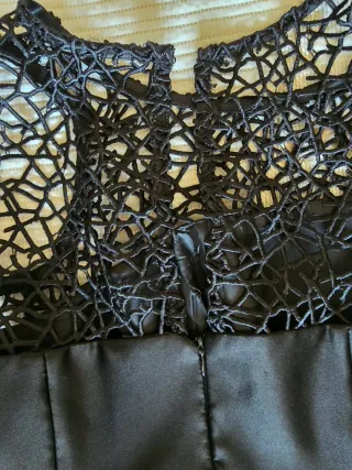 Vestido fiesta negro y azul con flor