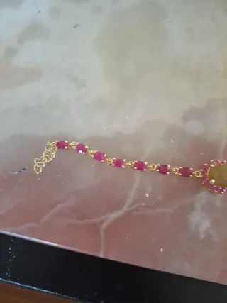 Pulsera Plata Baño Oro y Rubíes