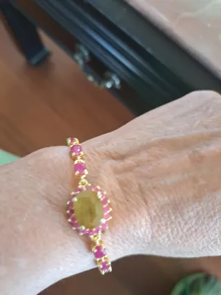 Pulsera Plata Baño Oro y Rubíes
