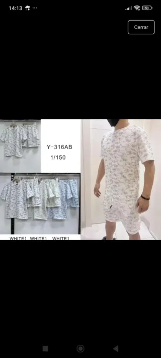 Conjunto 2 piezas hombre gris y blanco