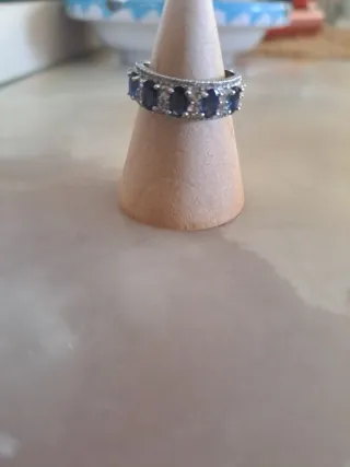 Anillo Plata Zafiros Alta Calidad