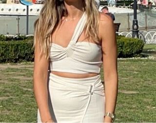 Crop Top Zara Beige Rayas