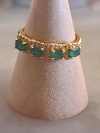 Anillo Oro Brasil Esmeraldas Plata