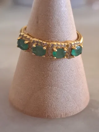 Anillo Oro Brasil Esmeraldas Plata