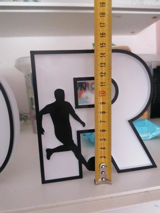 Letra R 3D temática fútbol