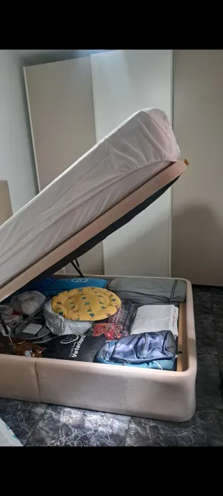 Cama Matrimonio Beige/Blanca