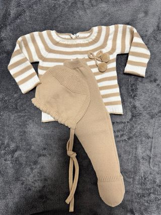 Conjunto bebé 3 meses: jersey, pantalón y gorro