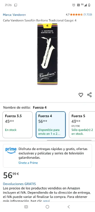 Cañas saxofon barítono. Chollo