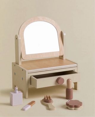 Tocador infantil de madera con espejo