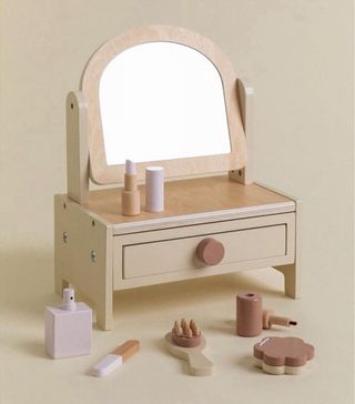 Tocador infantil de madera con espejo