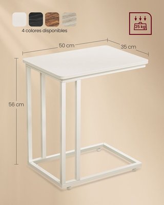 Mesa Auxiliar Moderna 35 x 50 x 60 cm Blanco Crema VASAGLE LNT050W77