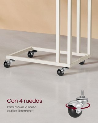 Mesa Auxiliar Moderna 35 x 50 x 60 cm Blanco Crema VASAGLE LNT050W77