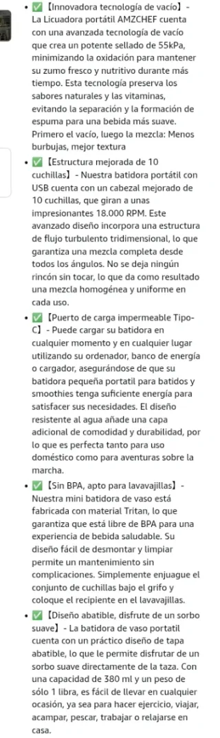 Batidora Portátil AMZCHEF BPA Free
