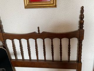 Base cama tapizada y cabecero madera 90cm