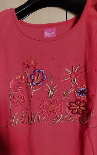 Camiseta Flamenco Flores Talla XL
