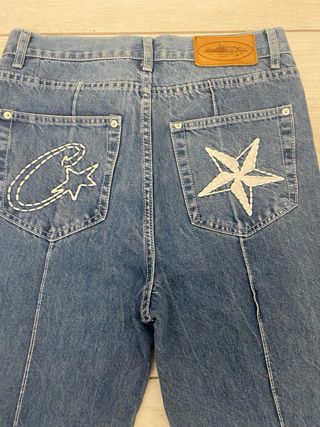 Jeans Corteiz Blu con Stella Ricamata