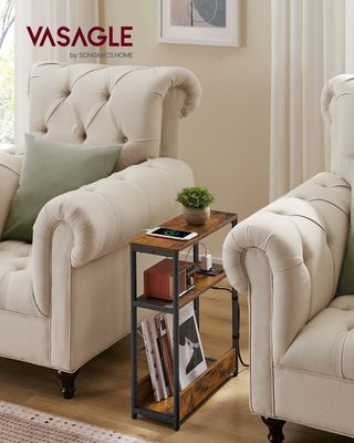 Mesa Auxiliar con Multienchufe 3 Estantes VASAGLE LET335K02