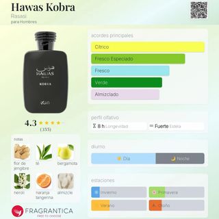 Rasasi Hawas Kobra Perfume Árabe Hombre