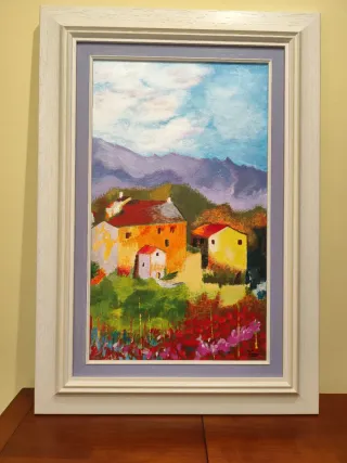 Pintura acrílica paisaje montañas