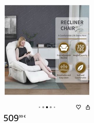 Poltrona Relax Elettrica Riscaldabile Bianca