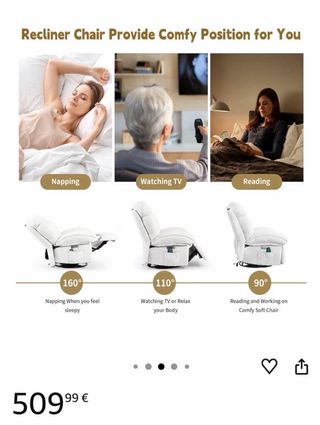 Poltrona Relax Elettrica Riscaldabile Bianca