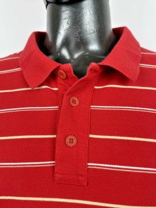 Timberland Polo Uomo XL Rossa Righe Cotone Casual