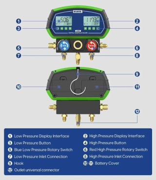 Manómetro Digital Refrigeración MR CARTOOL