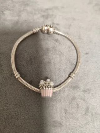 Charm Pandora Cubo Palomitas Rosa y Plata